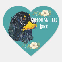 Gordon Setter - Turquoise Floral Design Sticker