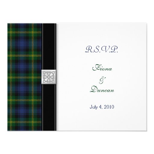 Gordon Tartan Celtic Wedding Response Card Custom Invite