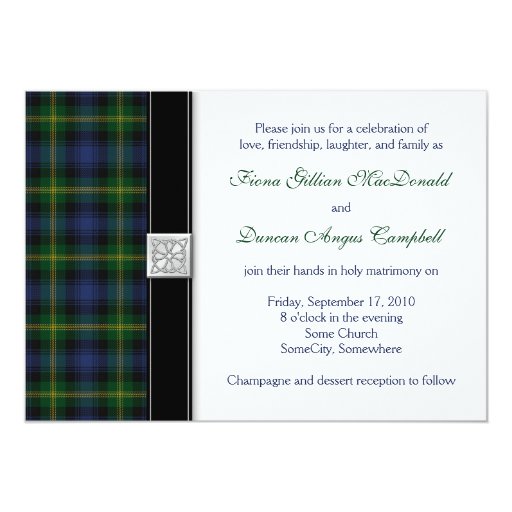 Gordon Tartan Wedding Invitation Zazzle