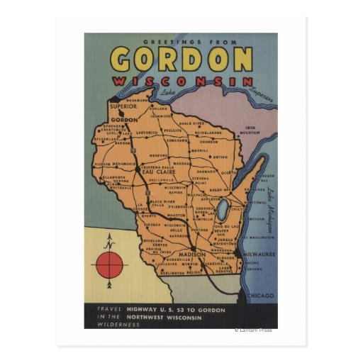 Gordon, Wisconsin - Large Letter Scenes Postcards
