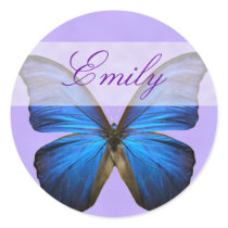 Gorgeous Blue Morpho Butterfly Round Sticker