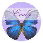 Gorgeous Blue Morpho Butterfly Round Sticker