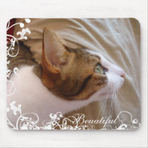 Gorgeous Cat - Floral mousepad