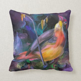 Gorgeous Colorful Bird Motif Throw Pillow