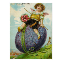 Gorgeous Cupid on Easter Egg Postcard