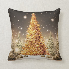 Gorgeous Gold Christmas Tree Throw Pillow