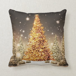 Gorgeous Gold Christmas Tree Throw Pillows