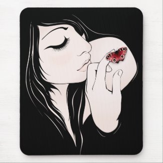 Gorgeous Goth Girl & Butterfly mousepad