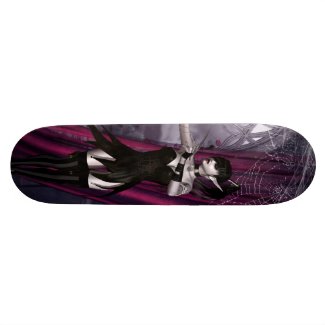 Gorgeous Goth girl cobwebs & curtains skateboard