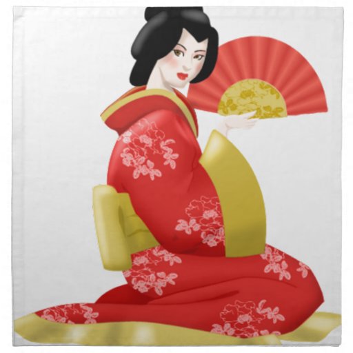Japanese Woman Printed Napkins Zazzle