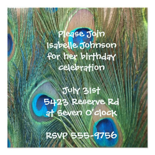 Gorgeous Peacock Birthday Invitations