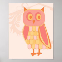 Gorgeous Pink and Yellow Owl Print