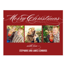 Gorgeous Script Christmas Photo Card Postcards