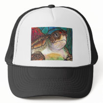 Gorgeous Sea Turtle Stained Glass Style Art Mesh Hats