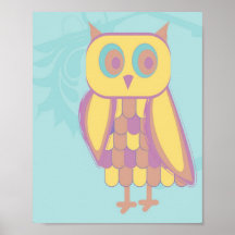 Gorgeous Sky Blue and Yellow Owl Print