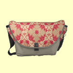 Gorgeous Swirly Floral Red and Tan Abstract messenger bags