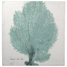 Gorgeous Turquoise/Aqua Pacific Sea Fan Cloth Napkin