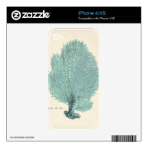 Gorgeous Turquoise/Aqua Pacific Sea Fan Skin For iPhone 4S