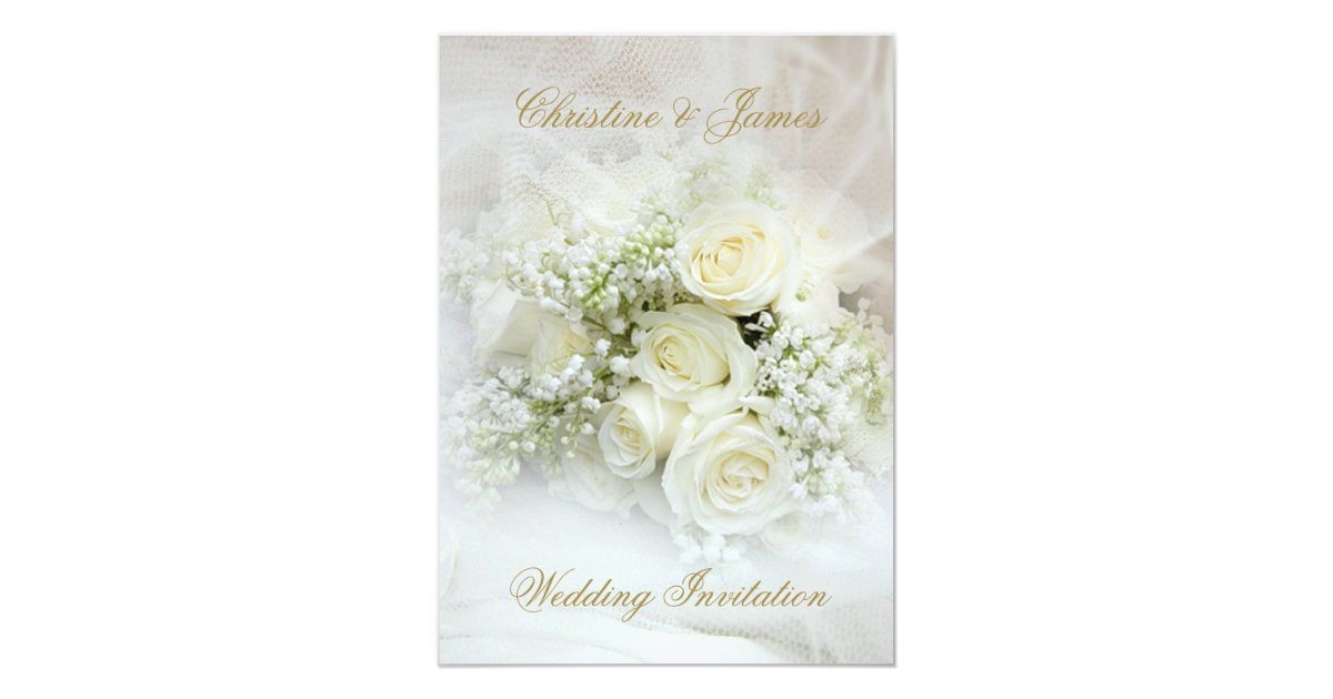 Gorgeous white roses Wedding Invitation | Zazzle