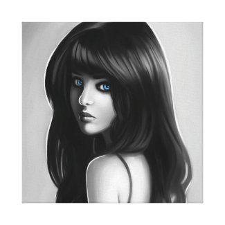 Gorgeous Woman/Girl Portrait Digital Art Stretched Canvas Print