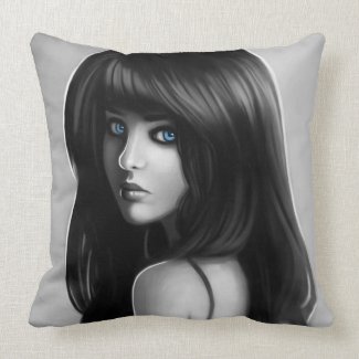 Gorgeous Woman Girl Portrait Digital Art Pillow
