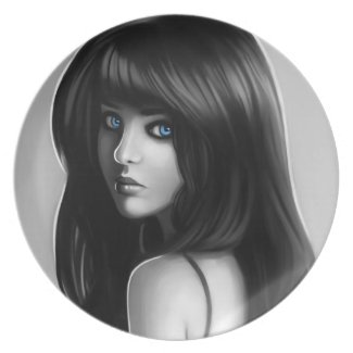 Gorgeous Woman Girl Portrait Digital Art Plate