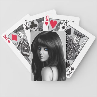 Gorgeous Woman Girl Portrait Digital Art Bicycle Poker Cards