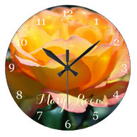 Gorgeous yellow rose flower wall clock with name