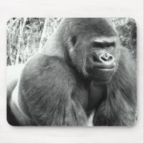 Gorilla in Black and White Mousepads