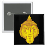 Gorilla or Ape, Close Up Face, Yellow Button