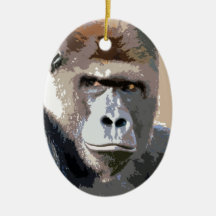 Gorilla Portrait Christmas Tree Ornaments