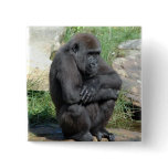 Gorilla Sitting Square Pin buttons