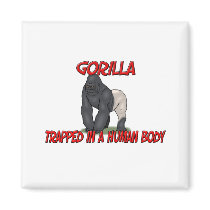 Gorilla trapped in a human body magnets by AnimalShirts Gorilla trapped in a human body magnets