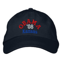 Gorra de Obama '08 Kansas Gorra Bordada