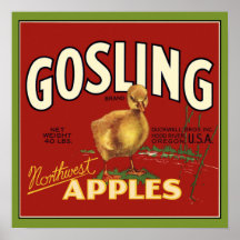 Gosling Baby Goose Apple Crate Label Poster