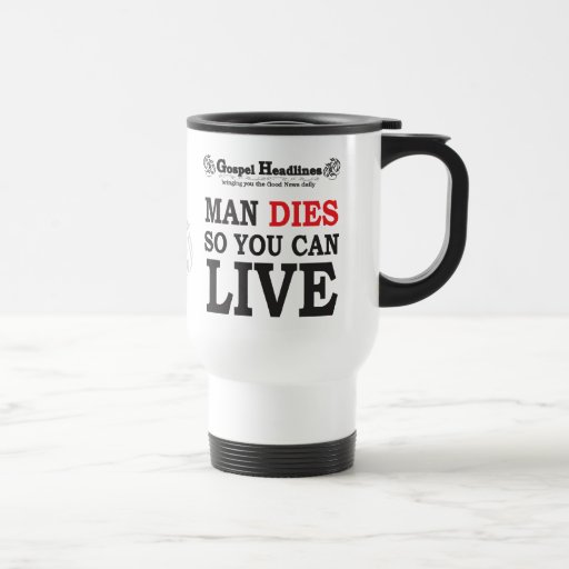 Gospel Headlines Christian travel mug