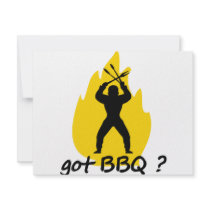 got BBQ? with flame icon invitations
