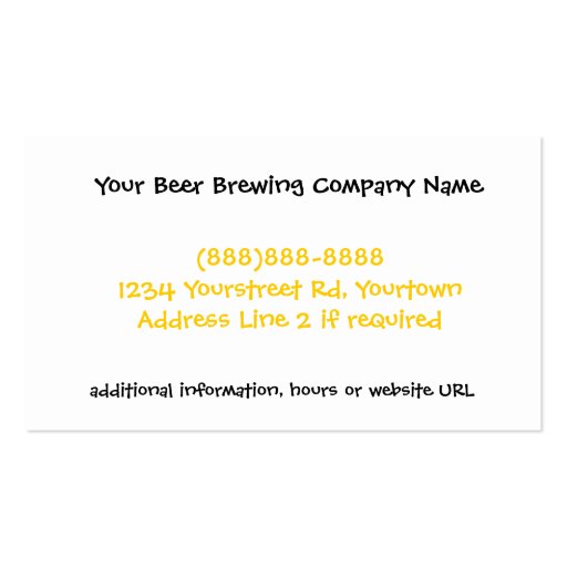 Got Beer? Brewing Company, Bar, U-Brew Business Card (back side)