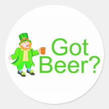 Got Beer Irish Leprechaun Round Stickers
