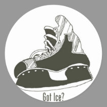 Got Ice? Hockey Skate Sticker Small Round