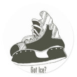 Got Ice? Hockey Skate Sticker Small Round