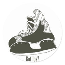 Got Ice? Hockey Skate Sticker Small Round by zipflmeister Got Ice? Hockey Skate Sticker Small Round