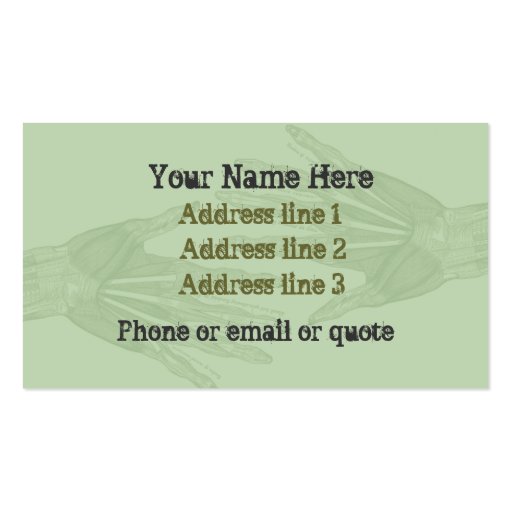 Goth Anatomy Hands Business Card (front side)