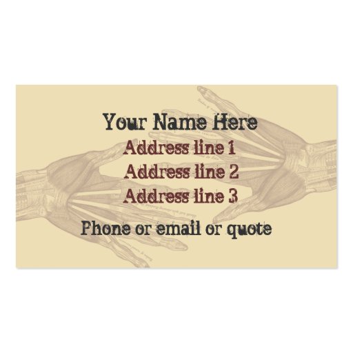 Goth Anatomy Hands Business Card Tan 2 (front side)