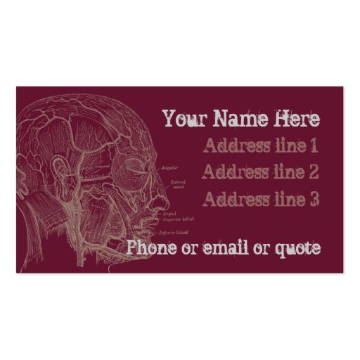 Goth Anatomy Head Business Card Red (front side)