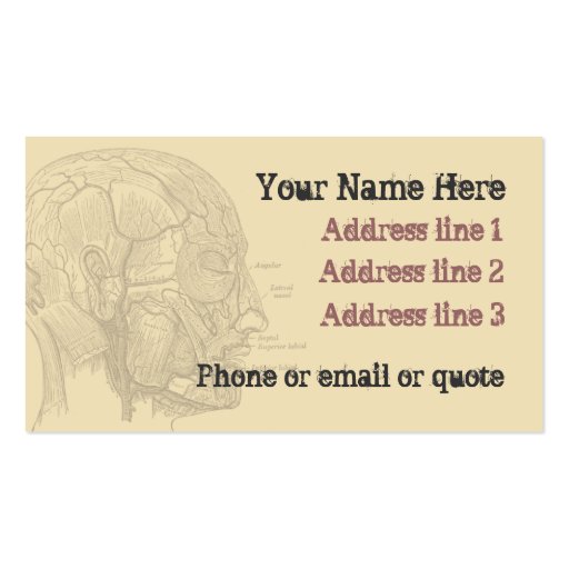 Goth Anatomy Head Business Card Tan (front side)