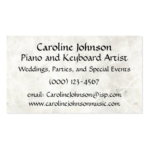 Goth Bloodstained Piano Business Cards (back side)