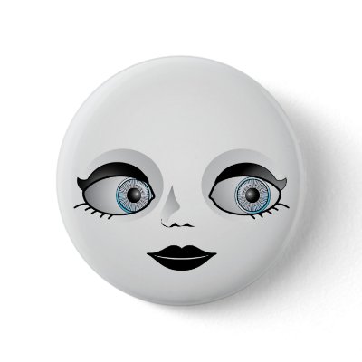 Goth Doll Face Pinback Buttons by spacedust