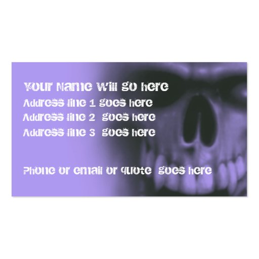 Goth Evil Skull on purple Business Card 2 (front side)