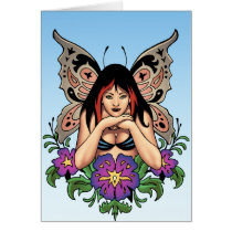 goth, gothic, fairy, fairies, flowers, purple, butterfly, wings, punk, art, al rio, illustration, Kort med brugerdefineret grafisk design